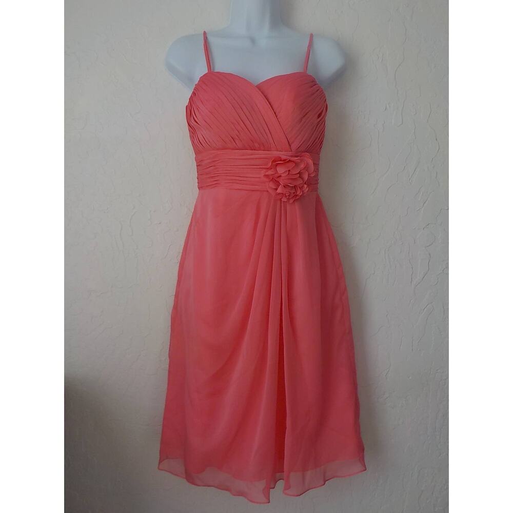 Bari Jay Pink Strapless Dress Women size 2 Chiffon Straps Party Prom Church Gown